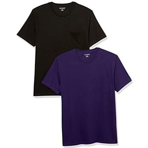 Amazon Essentials Lot de 2 t-shirts à manches courtes et col rond pour homme, coupe ajustée, noir/violet foncé, taille XXL