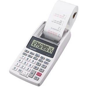 Sharp 12-cijferige mini-rekenmachine met lcd-display, tweekleurige print (zwart/rood) kleur: grijs