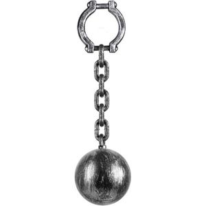 Boland 00613 - bal met ketting, handboeien, 53 cm, grijs, Halloween, kerker, themafeest, gevangene, carnaval