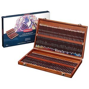 Derwent Coloursoft 0701031 Set met 72 kleurpotloden in houten doos, professionele kwaliteit, 72 stuks