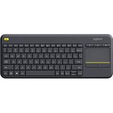 Logitech K400 Plus draadloos touch-tv-toetsenbord met mediabediening en touchpad, Amerikaans internationaal QWERTY-toetsenbord - zwart