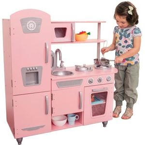 KidKraft 53179 roze vintage houten speelgoedkeuken voor kinderen, inclusief speelgoedtelefoon