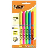 BIC Highlighter – markeerstift met afgeschuinde punt met handvat, fluorescerende kleuren, 5 stuks