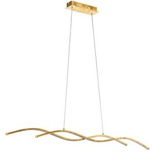 EGLO Miraflores Led-hanglamp, 2 lichtpunten, hanglamp van aluminium, staal en kunststof, eettafellamp, woonkamerlamp, hangend in goud en wit, lengte: 120 cm, goudkleurig
