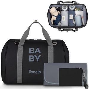 lionelo Ida Mom Bag Kinderwagentas met 2 interne geïsoleerde vakken voor flessen, vochtige doekjes, aankleedkussen, make-uptas, riem voor bevestiging aan de kinderwagen, zwart., IDA