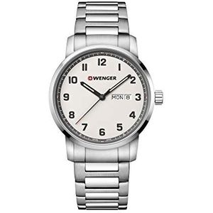 WENGER Homme Attitude - polshorloge van roestvrij staal, kwarts, analoog, Zwitsers fabricage 01.1541.120, off-wit-zilver, armband, Off-White Silver, Armband