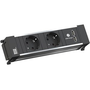 Bachmann Schuko stekkerdoos 2-voudig aluminium met USB-oplader