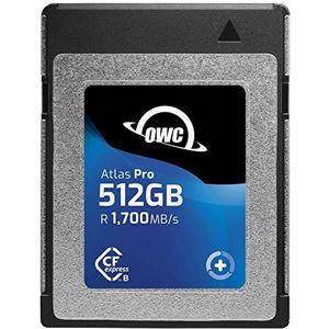 OWC Atlas Pro krachtige CFExpress 512 GB geheugenkaart in professionele kwaliteit, CFX-media met hoge capaciteit met extreem snel RAW-beeld en video-opname in bioscoopkwaliteit tot 8 K