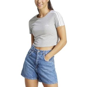 adidas Femme Essentials 3-Stripes Crop Tee, medium grey heather, L