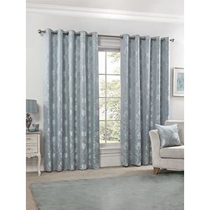 Emma Barclay Blossom gordijn met ogen, jacquard, gevoerd, 228 x 228 cm, eendenblauw