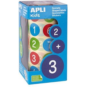 Apli kids 15127 cijferstickers, meerkleurig, om te tellen, diameter: 20 mm, verwijderbare lijm, verschillende kleuren