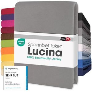 CelinaTex Lucina Hoeslaken, katoen, set van 2, 140 x 200 - 160 x 200 cm, donkergrijs