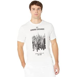 Armani Exchange Ronde hals, frontprint T-shirt, heren, wit, XXL, Wit