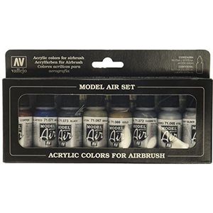 Vallejo Model Air Acrylverf metallic kleurset voor Air Brush - verschillende kleuren (8 stuks)