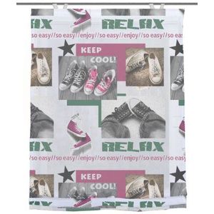 Home Fashion Relax 69326-759 vouwgordijn digitale druk met haken, voile, 140 x 120 cm, roze/groen