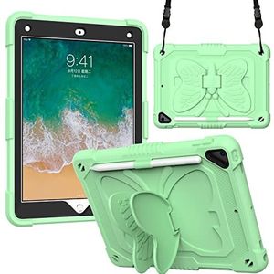 iPad Air 5e generatie / 4e generatie / iPad Pro 11 (3e generatie / 2e generatie) 3D heavy duty hoes voor kinderen met penhouder polsband voor iPad 10,9 / 11 inch (25,7 cm) groen