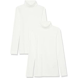 Amazon Essentials Lot de 2 hauts en tricot côtelé à manches longues et col roulé pour femme (disponible en grande taille), blanc, taille 2X