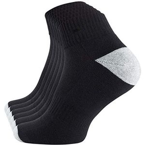 Quarters, 6 paar sportsokken, functionele sokken met terry-zool, uniseks, Zwart/Grijs