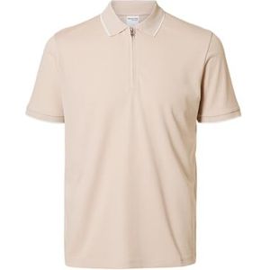 SELECTED FEMME Slhfave Sport Zip Ss Polo Noos Slhfave Sport Zip Ss Polo Noos Heren (1 stuk), Crème, L