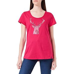 Trigema dames t-shirt glitter hert, Magenta