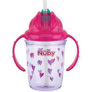Nûby - Flip-It drinkbeker van Tritan™ met handgrepen, 240 ml, roze