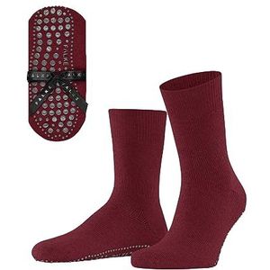 FALKE Homepads X-Mas pantoffels sokken antislip noppen op de zool beste grip zonder patroon effen ademend klimaatregulering anti-geur wol katoen 1 paar, Rood (Scarlet 8280)