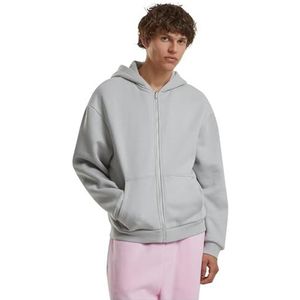 Build Your Brand Sweat à capuche Fluffy Zip pour homme avec fermeture éclair sur toute la longueur, coupe droite, Lightasphalte, 3XL