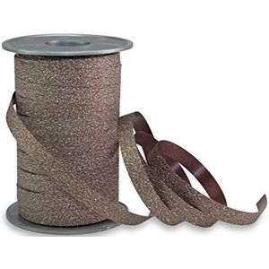 PRÄSENT 18509-523, glitterband, bruin, 100 meter breed, 10 mm breed, cadeaulint, decoratieband om te knutselen en cadeauverpakkingen voor feestelijke gelegenheden