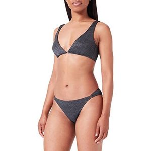 Emporio Armani Lurex dames triangelbikini set met slip zwart S, zwart.