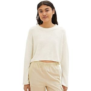 TOM TAILOR Denim basic cropped dames trui, 10348 - Gardenia White
