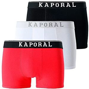 Kaporal Quadm Boxershorts voor heren, 1 stuk, Zwart/Wit/Rood