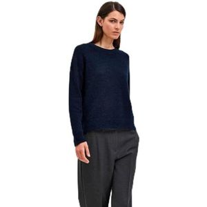 SELECTED FEMME Slflulu Ls Knit O-hals B Noos gebreide damestrui, Dark Sapphire