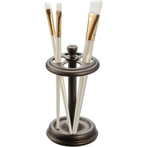 iDesign York Metalen tandenborstelhouder voor badkamer, wastafel, werkblad, scheerapparaat, gelegeerd staal, brons, 3,25 inch x 3,25 inch x 5,75 inch