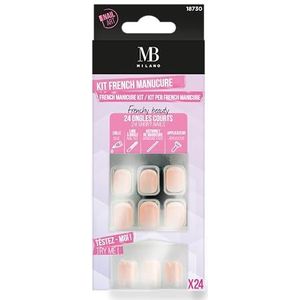 MB MILANO - Nail Art - Set van 24 kunstnagels - French Manicure Kit All in 1 - Korte nagels - 12 maten