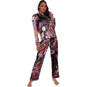 Chi Chi London Pyjamaset voor dames, bloemenprint, zwart, maat 42, zwart, 38, zwart.