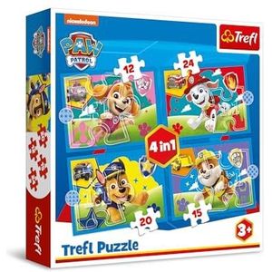 Trefl - PAW Patrol, gewone honden - 4-in-1 puzzels, 4 puzzels, van 12 tot 24 stukjes - kleurrijke puzzels met stripfiguren, vrije tijd voor kinderen vanaf 3 jaar