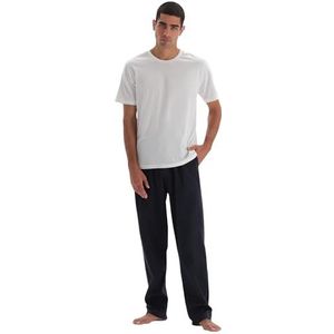 Dagi Regular Waist Flat Leg Pajama Bottom Pyjamabroek voor heren, Navy Blauw, XL