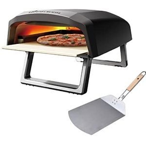 MasterPro Napoli Pizzaoven, draagbare gasoven snel koken tot 500 °C en roestvrijstalen schep, pizza klaar in 60 seconden, inclusief draagtas en stenen dienblad