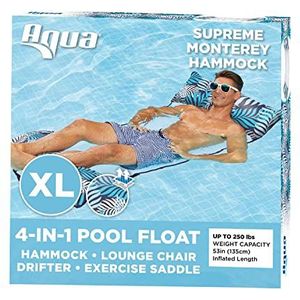 Aqua, Supreme XL Monterey opblaasbare multifunctionele hangmat, 4-in-1, AIRMESH, koninklijke ananas, hibiscus, 134,6 x 83,8 cm