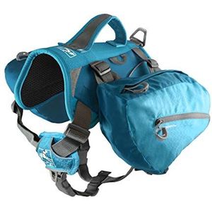 Kurgo Kurgo Baxter Hondenrugzak, hondenharnas tas met 2 zijzakken voor wandelen, geschikt voor honden van 23 tot 50 kg (L), blauw