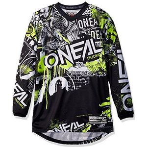 O'NEAL MX MTB Motorcross shirt met lange mouwen, pasvorm voor maximale bewegingsvrijheid, aangenaaide elleboogbeschermers, Element Jersey Attack, volwassenen, zwart, neongeel, S, Zwart/Neon Geel
