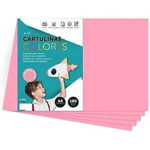 Set van 25 A4-kaarten in pastelkleuren, 180 g, voor knutselen, afdrukken van documenten en creatieve ontwerpen, pastelkleuren, A4 m-office (x25, roze)