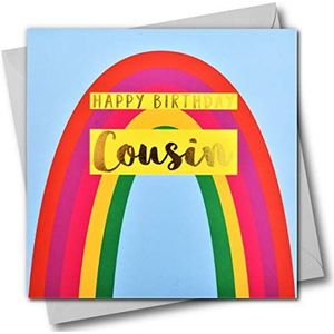 Verjaardagskaart voor neefjes, regenboog, glanzend, goudkleurig
