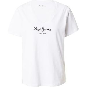 Pepe Jeans V-hals Wendy dames T-shirt, wit, XS, Wit.