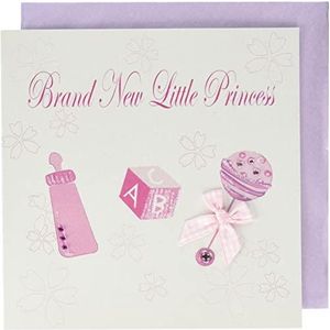 WHITE COTTON CARDS 1 handgemaakt Little Princess rammelaar in roze