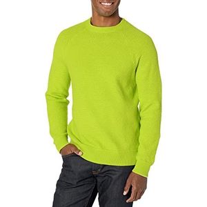 Amazon Essentials Chandail en coton texturé à encolure ras du cou pour homme, coupe surdimensionnée, vert citron, taille S