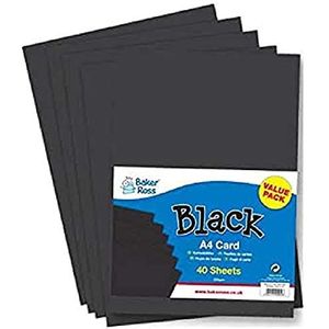 Baker Ross A4-karton, zwart, 40 stuks