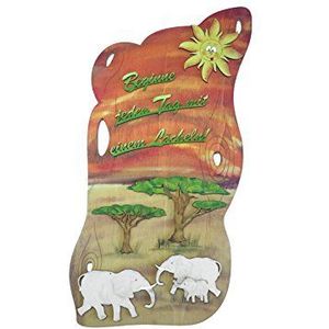 Petra's Bastel News Knutselset voor houten bord met olifanten glimlachen, 40 x 22 x 5 cm