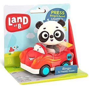 B.Toys- B. Bingo and Freddy Zoom Panda et sa voiture de course n'appliquent pas de jouets à glisser, Multicolore (71703)