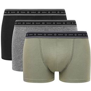 Dim Green Cotton Biologische boxershorts voor heren, 3 stuks (3 stuks), zwart/houtskool gemêleerd/aardgroen